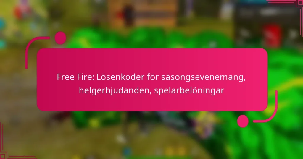 Free Fire: Lösenkoder för säsongsevenemang, helgerbjudanden, spelarbelöningar