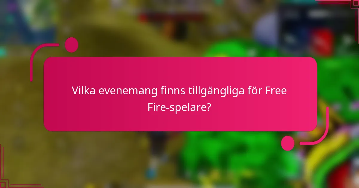 Vilka evenemang finns tillgängliga för Free Fire-spelare?